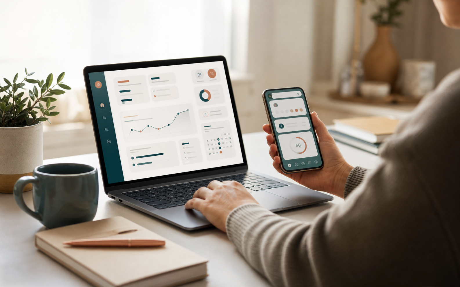 PainMinus.ai app on laptop and phone